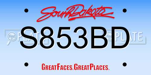 S853BD South Dakota License Plate