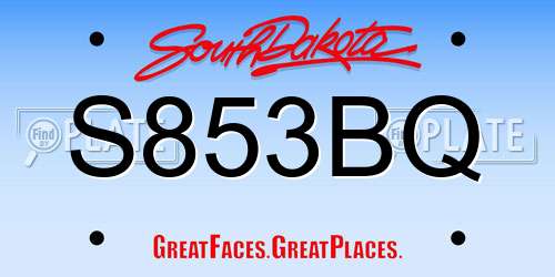 S853BQ South Dakota License Plate