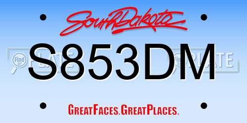 S853DM South Dakota License Plate