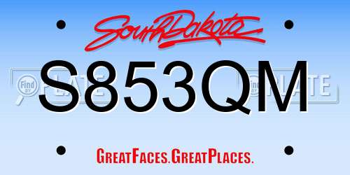 S853QM South Dakota License Plate