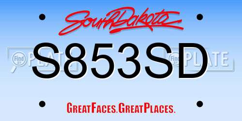 S853SD South Dakota License Plate
