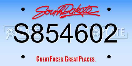 S854602 South Dakota License Plate