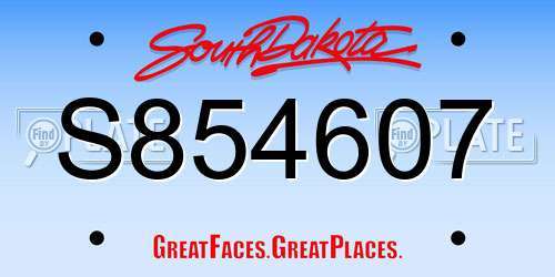 S854607 South Dakota License Plate