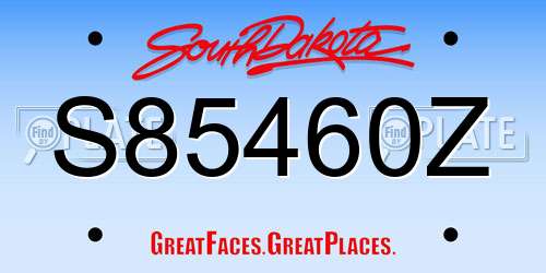 S85460Z South Dakota License Plate