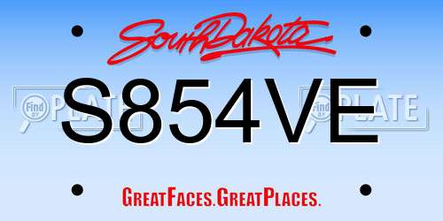S854VE South Dakota License Plate