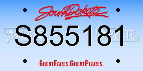 S855181 South Dakota License Plate
