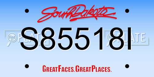 S85518I South Dakota License Plate