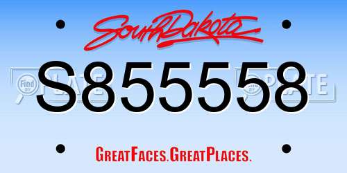 S855558 South Dakota License Plate