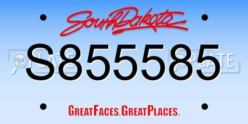 S855585 South Dakota License Plate