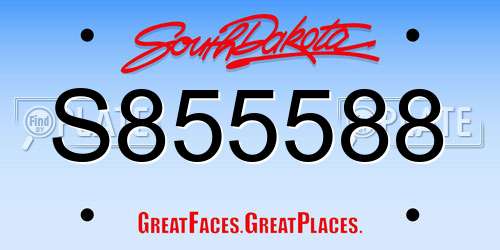 S855588 South Dakota License Plate