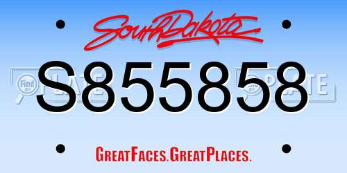 S855858 South Dakota License Plate