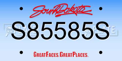 S85585S South Dakota License Plate