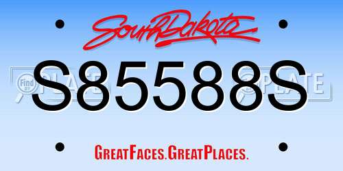 S85588S South Dakota License Plate