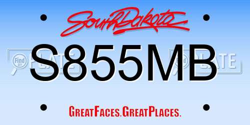 S855MB South Dakota License Plate