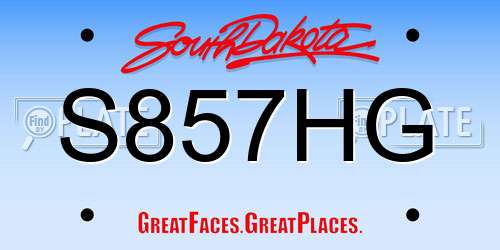 S857HG South Dakota License Plate