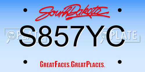 S857YC South Dakota License Plate