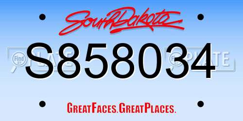 S858034 South Dakota License Plate