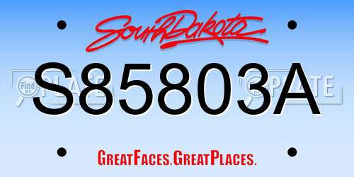 S85803A South Dakota License Plate