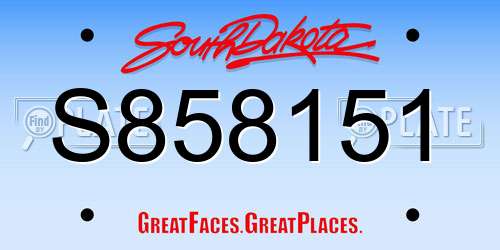S858151 South Dakota License Plate