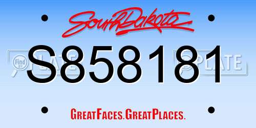 S858181 South Dakota License Plate