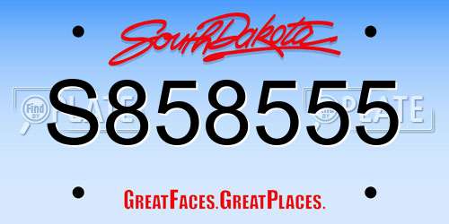 S858555 South Dakota License Plate