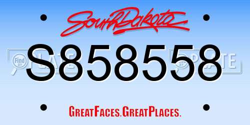 S858558 South Dakota License Plate