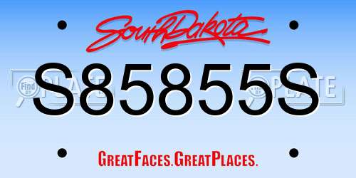 S85855S South Dakota License Plate