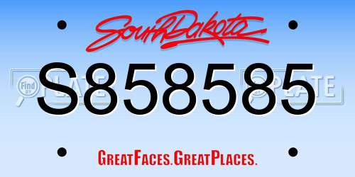 S858585 South Dakota License Plate