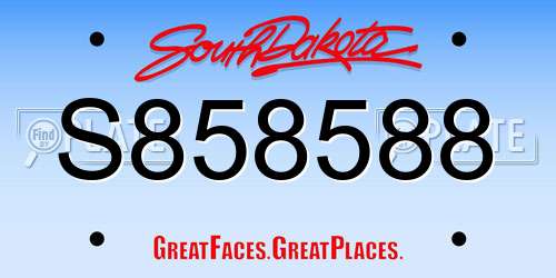 S858588 South Dakota License Plate