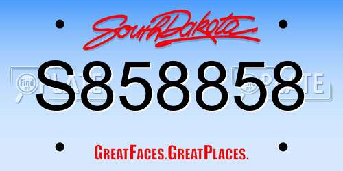 S858858 South Dakota License Plate