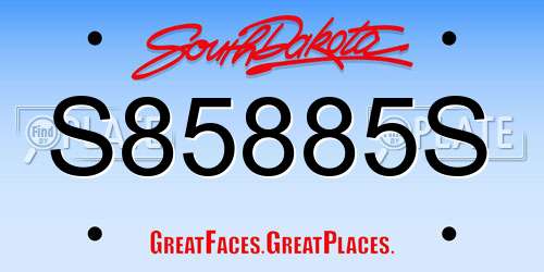 S85885S South Dakota License Plate