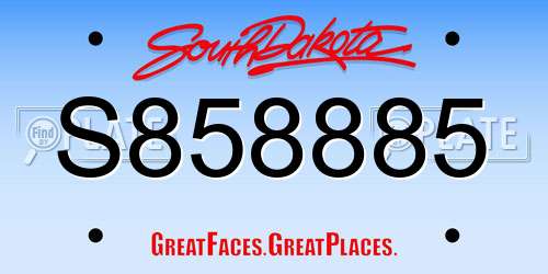 S858885 South Dakota License Plate