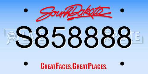 S858888 South Dakota License Plate