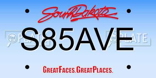S85AVE South Dakota License Plate