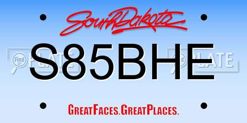 S85BHE South Dakota License Plate
