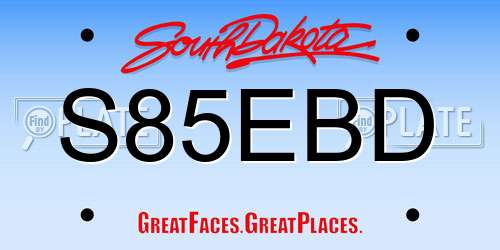 S85EBD South Dakota License Plate