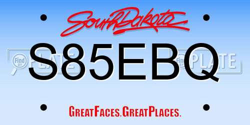 S85EBQ South Dakota License Plate