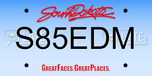 S85EDM South Dakota License Plate