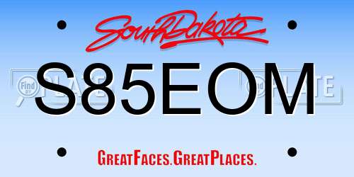 S85EOM South Dakota License Plate