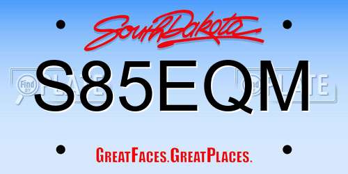 S85EQM South Dakota License Plate