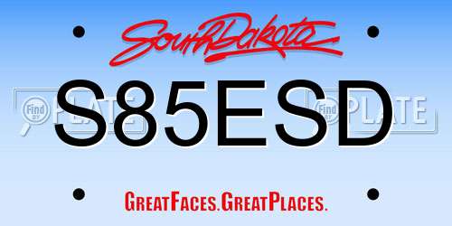 S85ESD South Dakota License Plate