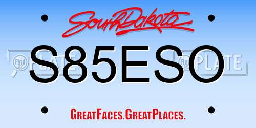 S85ESO South Dakota License Plate