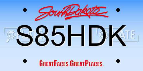 S85HDK South Dakota License Plate