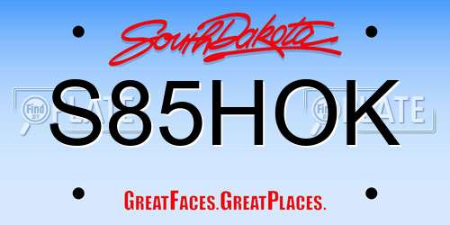 S85HOK South Dakota License Plate