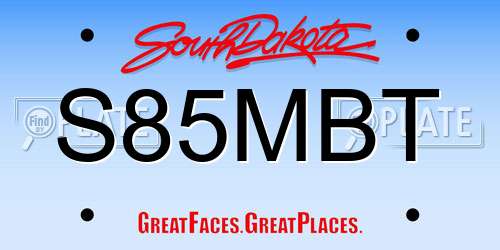 S85MBT South Dakota License Plate