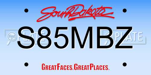 S85MBZ South Dakota License Plate
