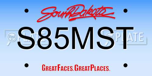 S85MST South Dakota License Plate