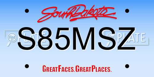 S85MSZ South Dakota License Plate