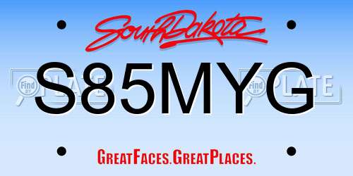S85MYG South Dakota License Plate