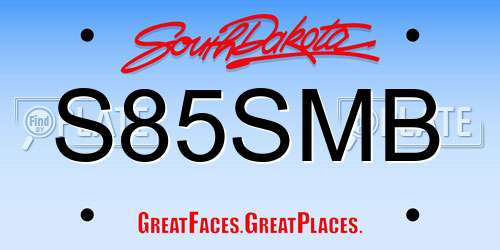 S85SMB South Dakota License Plate